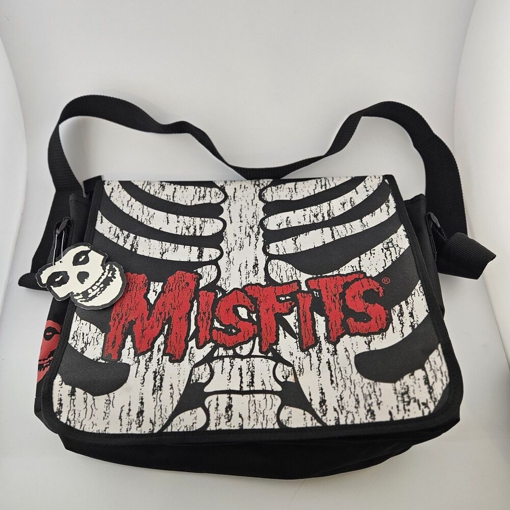Vintage 2008 Misfits Messenger Bag Skeleton Ribcage Crimson Ghost Bioworld NWT